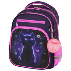 Рюкзак BRAUBERG PROFI, 2 отделения, с брелком, Lonely cat, 36х27х19 см, 274415