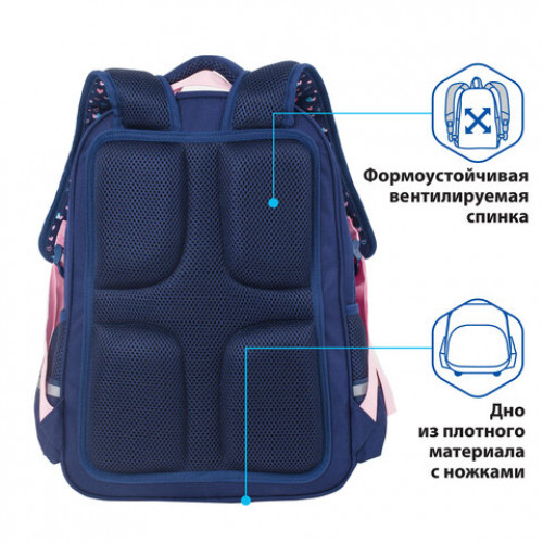 Рюкзак BRAUBERG SOFT, 2 отделения, Flower bike, СВЕТЯЩИЙСЯ, 40х31х15 см, 229918