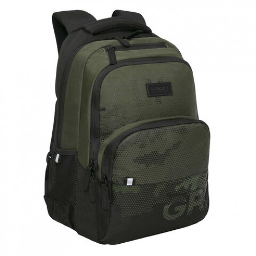 Рюкзак GRIZZLY школьный, анатомическая спинка, 2 отделения, для мальчиков, MILITARY, 45х32х23 см, RU-330-7/3