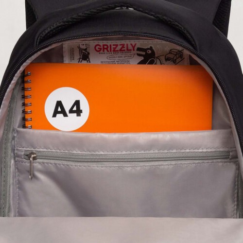Рюкзак GRIZZLY школьный, анатомическая спинка, 2 отделения, для девочек, COLIBRI, чёрный, 40х29х20 см, RD-540-2/4