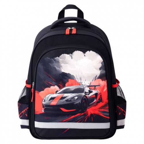 Рюкзак ПИФАГОР SCHOOL, 1 отделение, 3 кармана, Revving car, 38x28х14 см, 274439