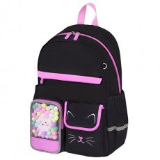Рюкзак BRAUBERG PASTEL с термонашивками в комплекте, Black kitty, черный, 40х29х14 см, 273128