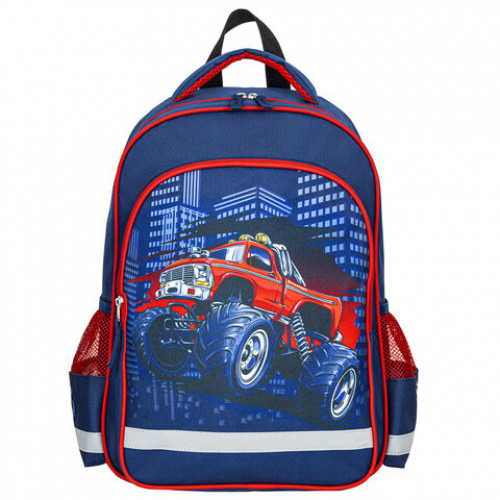 Рюкзак ПИФАГОР SCHOOL для начальной школы, Monster car, 38x28х14 см, 270660