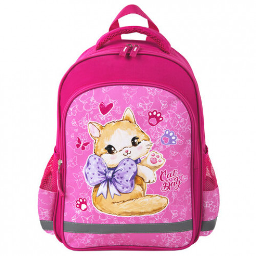 Рюкзак ПИФАГОР SCHOOL для начальной школы, Cat day, 38x28х14 см, 270656