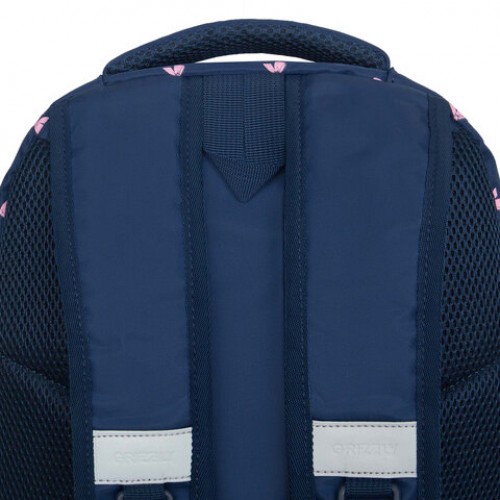 Рюкзак GRIZZLY школьный, анатом. спинка, 2 отделения, д/дев., PINK BOWS, 39х30х20 см, RG-568-2/3