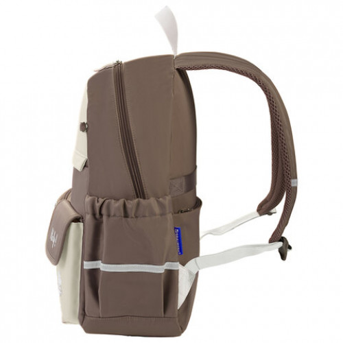 Рюкзак BRAUBERG PASTEL с термонашивками в комплекте, Catch up, коричневый, 40х29х14 см, 274435