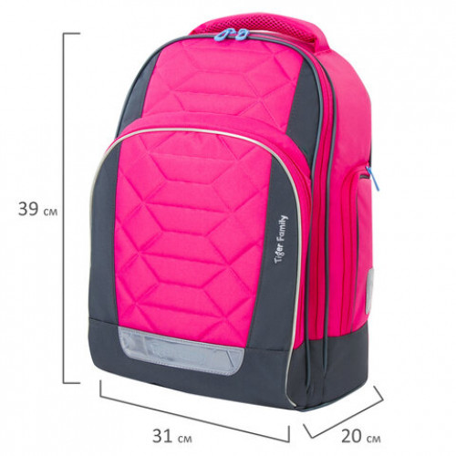 Рюкзак TIGER FAMILY школьный, Rainbow, с ортопедической спинкой, Pink Lemonade, 39х31х20 см, 228941, TGRW-012A
