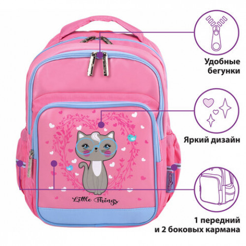 Рюкзак ЮНЛАНДИЯ MILD, 2 отделения, эрго-спинка, Little cat, 36х28х18 см, 229959