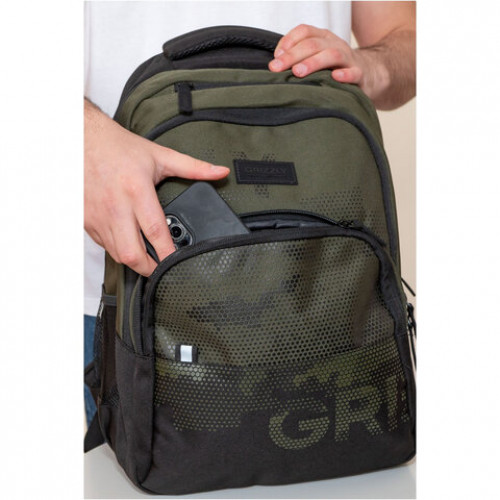 Рюкзак GRIZZLY школьный, анатомическая спинка, 2 отделения, для мальчиков, MILITARY, 45х32х23 см, RU-330-7/3