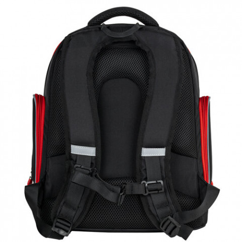Рюкзак BRAUBERG CLASSIC, легкий каркас, премиум материал, Motorbike, черный, 37x32х21 см, 270583
