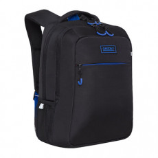 Рюкзак GRIZZLY школьный, анатомическая спинка, 2 отделения, для мальчиков, BLACK/BLUE, 39х26х19 см, RB-156-1/1