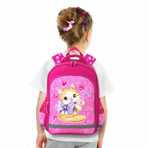 Рюкзак ПИФАГОР SCHOOL для начальной школы, Cat day, 38x28х14 см, 270656
