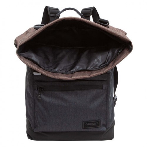 Рюкзак GRIZZLY, карман-антивор, с клапаном, трансформ. объем, ROLLTOP, 42х29х11 см, RQL-315-1/2