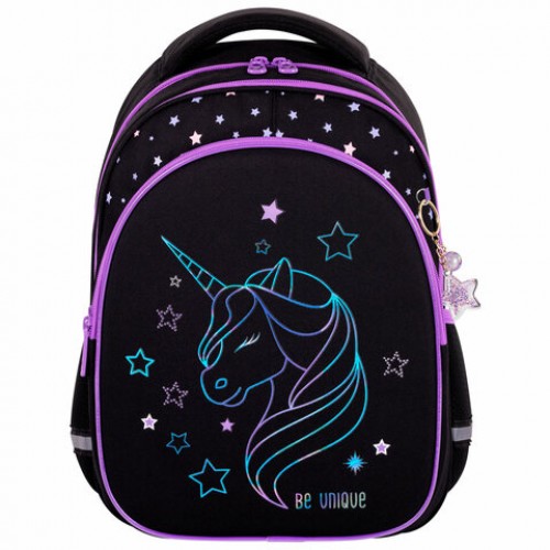 Рюкзак BRAUBERG OPTIMA, 2 отделения, с брелоком, Radiant unicorn, 36х27х18 см, 273157