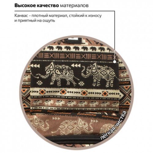 Рюкзак BRAUBERG для старшеклассников/студентов/молодежи, узоры, Слоны, 27 литров, 47х32х14 см, 226354