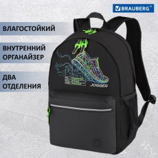 Рюкзак BRAUBERG FASHION CITY универсальный, Virtual sneaker, черный, 46х31х15 см, 271671
