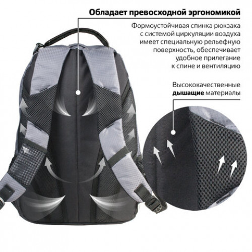 Рюкзак BRAUBERG для старшеклассников/студентов/молодежи, Дельта, 30 литров, 33х18х49 см, 225293