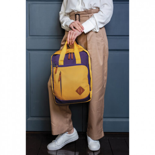 Рюкзак BRAUBERG FRIENDLY молодежный, горчично-фиолетовый, 37х26х13 см, 270093