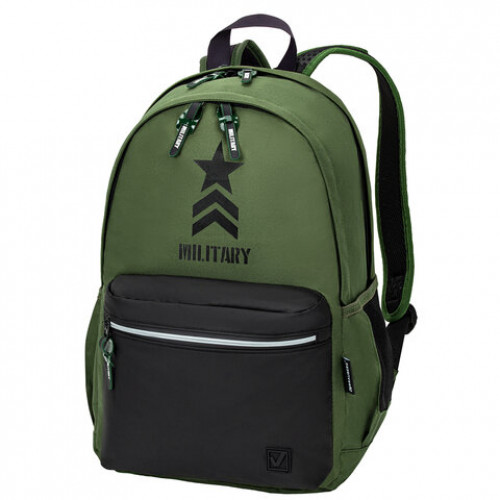 Рюкзак BRAUBERG FASHION CITY универсальный, Military, хакки, 46х31х15 см, 271670