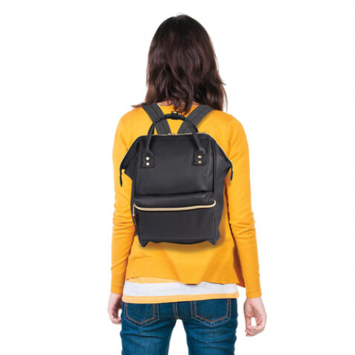 Рюкзак BRAUBERG молодежный, Блэк, искуственная кожа, черный, 34х23х15 см, 227081