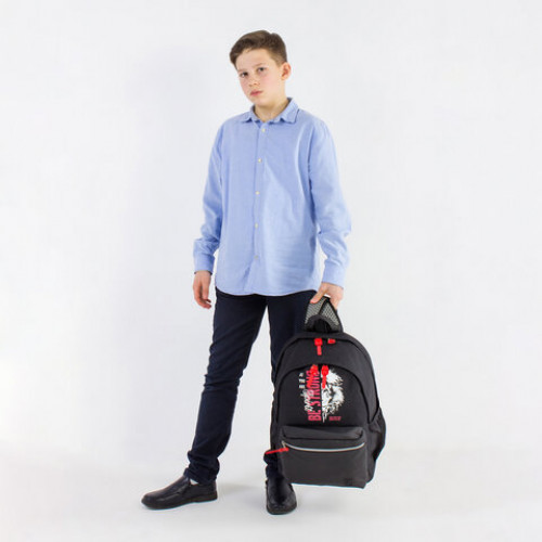 Рюкзак BRAUBERG FASHION CITY универсальный, Lion, черный, 46х31х15 см, 270810