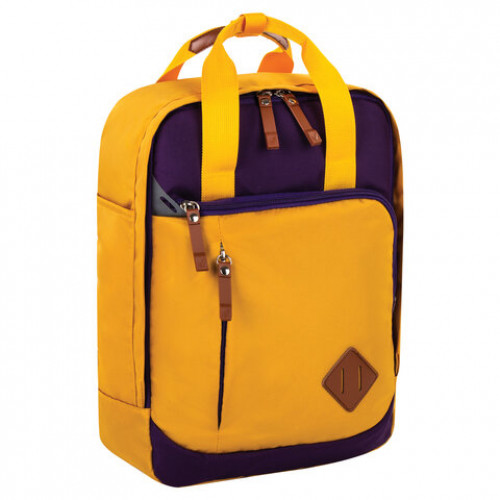 Рюкзак BRAUBERG FRIENDLY молодежный, горчично-фиолетовый, 37х26х13 см, 270093