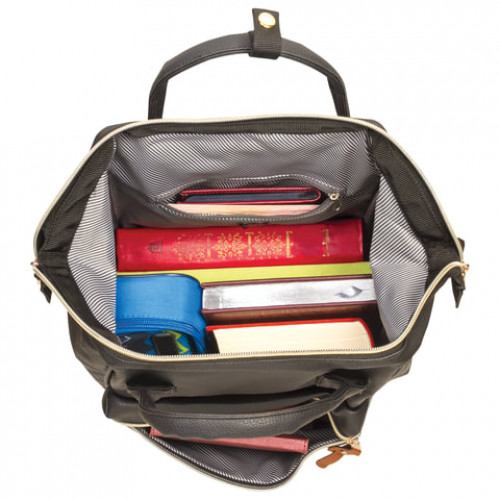 Рюкзак BRAUBERG молодежный, Блэк, искуственная кожа, черный, 34х23х15 см, 227081