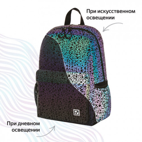 Рюкзак BRAUBERG BRIGHT, универсальный, СВЕТЯЩИЙСЯ РИСУНОК, Spiderweb, 42х31х15 см, 229941