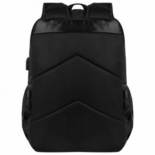 Рюкзак BRAUBERG FUSION универcальный, USB-порт, черный с белыми вставками, 45х31х15 см, 271657