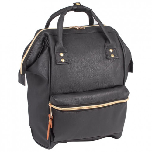 Рюкзак BRAUBERG молодежный, Блэк, искуственная кожа, черный, 34х23х15 см, 227081