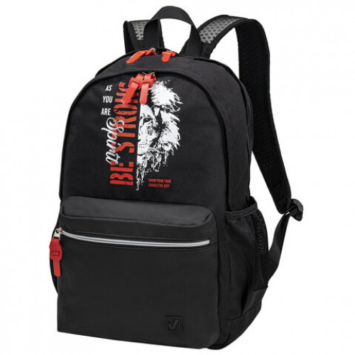 Рюкзак BRAUBERG FASHION CITY универсальный, Lion, черный, 46х31х15 см, 270810