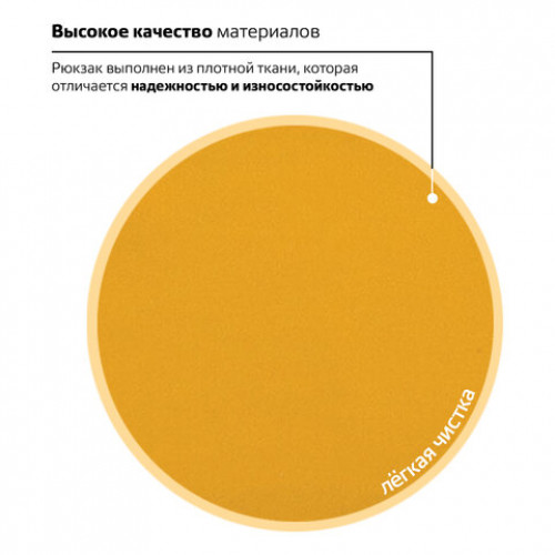 Рюкзак BRAUBERG, универсальный, сити-формат, один тон, желтый, 20 литров, 41х32х14 см, 225378