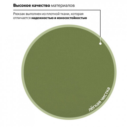 Рюкзак BRAUBERG, универсальный, сити-формат, один тон, зеленый, 20 литров, 41х32х14 см, 225382