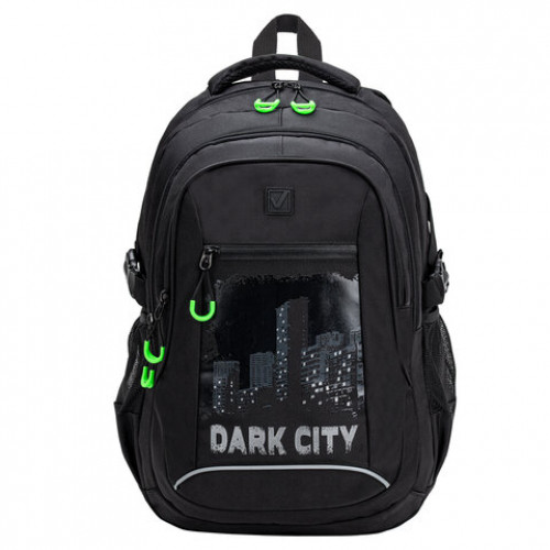 Рюкзак BRAUBERG CONTENT универсальный, 2 отделения, светоотражающий принт, Dark city, 47х33х18 см, 270763
