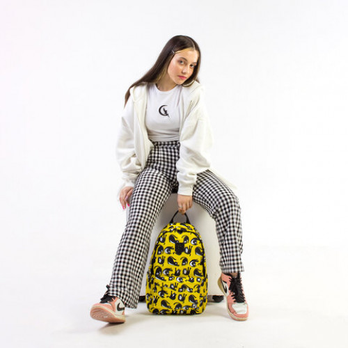 Рюкзак BRAUBERG POSITIVE универсальный, потайной карман, Lazy cats, 42х28х14 см, 270778