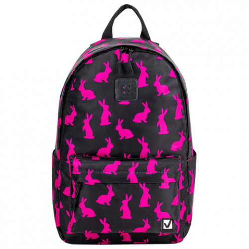 Рюкзак BRAUBERG POSITIVE универсальный, потайной карман, Pink Rabbits, 42х28х14 см, 270780