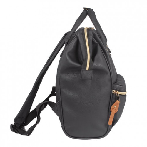 Рюкзак BRAUBERG молодежный, Блэк, искуственная кожа, черный, 34х23х15 см, 227081