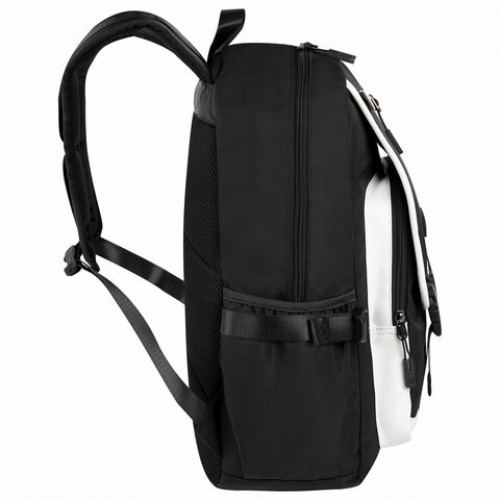 Рюкзак BRAUBERG FUSION универcальный, USB-порт, черный с белыми вставками, 45х31х15 см, 271657