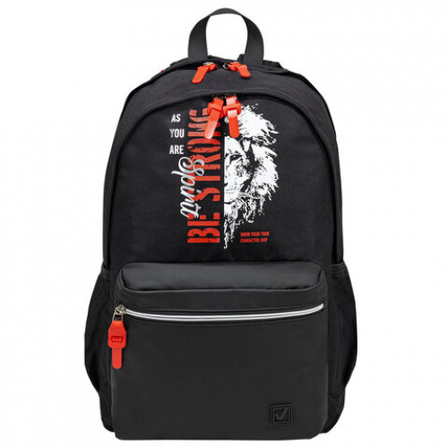 Рюкзак BRAUBERG FASHION CITY универсальный, Lion, черный, 46х31х15 см, 270810