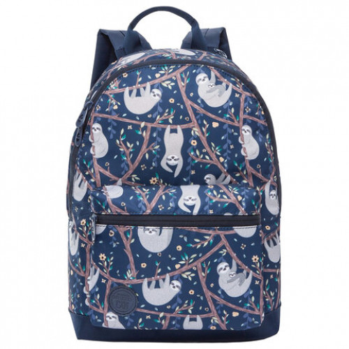 Рюкзак GRIZZLY молодежный, 1 отделение, Ленивцы, 38x26x12 см, RX-023-7/1