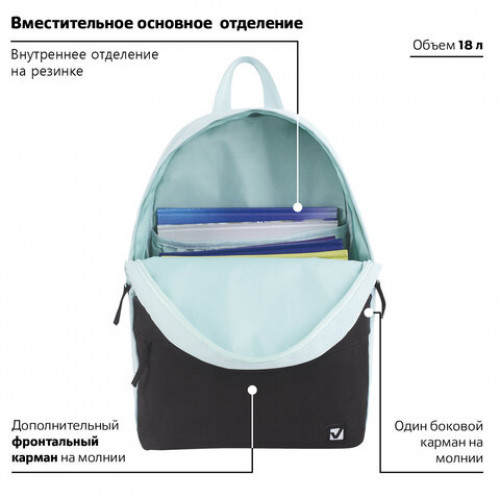 Рюкзак BRAUBERG универсальный, SYDNEY Green&black, 38х27х12 см, 228839