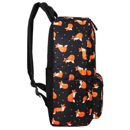 Рюкзак BRAUBERG POSITIVE универсальный, потайной карман, Sly foxes, 42х28х14 см, 270779