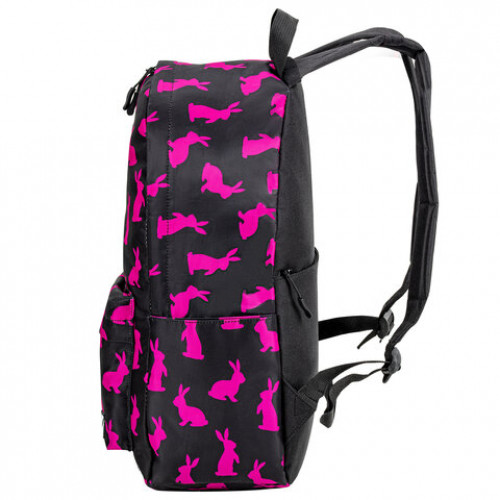 Рюкзак BRAUBERG POSITIVE универсальный, потайной карман, Pink Rabbits, 42х28х14 см, 270780