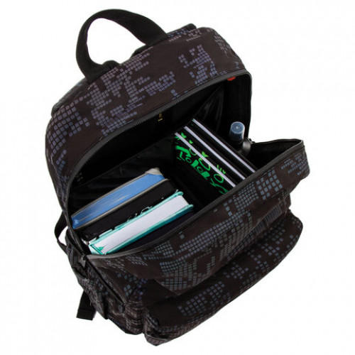 Рюкзак BRAUBERG BRIGHT универсальный, СВЕТЯЩИЙСЯ РИСУНОК, Pixels, 42х31х15 см, 229943