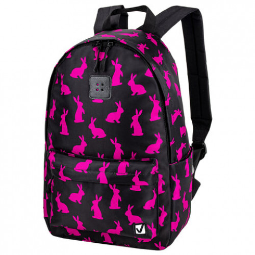 Рюкзак BRAUBERG POSITIVE универсальный, потайной карман, Pink Rabbits, 42х28х14 см, 270780