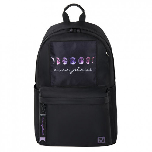 Рюкзак BRAUBERG FASHION CITY универсальный, потайной карман, Moon, черный, 44х31х16 см, 270807