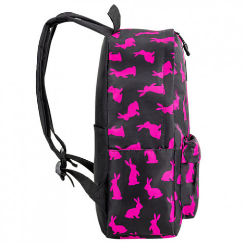 Рюкзак BRAUBERG POSITIVE универсальный, потайной карман, Pink Rabbits, 42х28х14 см, 270780