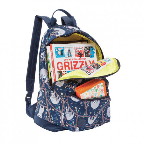 Рюкзак GRIZZLY молодежный, 1 отделение, Ленивцы, 38x26x12 см, RX-023-7/1