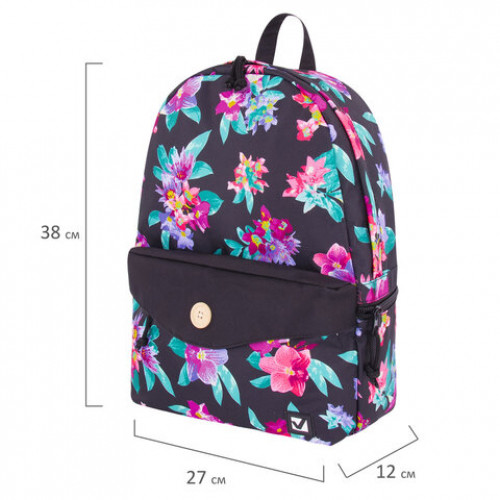Рюкзак BRAUBERG универсальный, SYDNEY flowers, 38х27х12 см, 228837