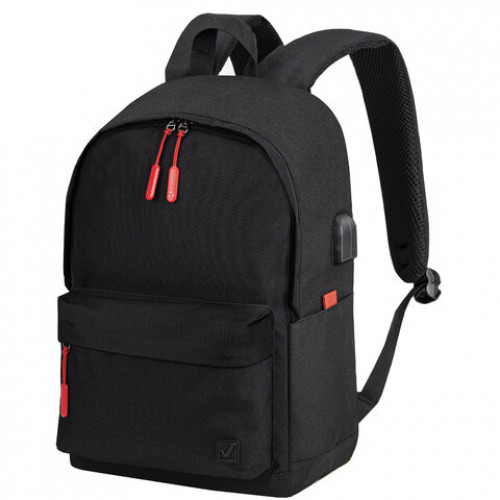Рюкзак BRAUBERG URBAN универсальный с отделением для ноутбука, USB-порт, Energy, черный, 44х31х14 см, 270805